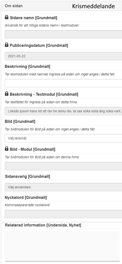 Metadata för krismeddelande