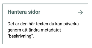 Bild som visar hur metadatat beskrivning påverkar en undersidas förhandsvisning